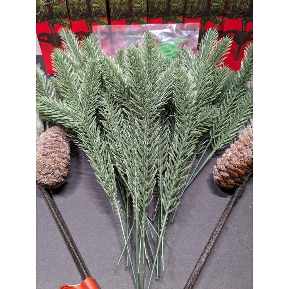 Faux Evergreen Christmas Winter Foliage Tabletop Christmas Tree's 27 Pine Picks - Picture 2 of 9